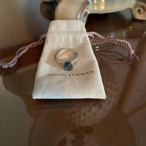 David Yurman Petite Wheaton Ring with Hampton Blue Topaz & Pavé Diamonds